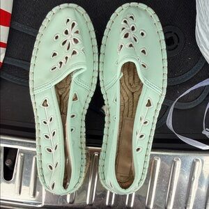 ASOS Mint Green Cutout Slip-On Loafers